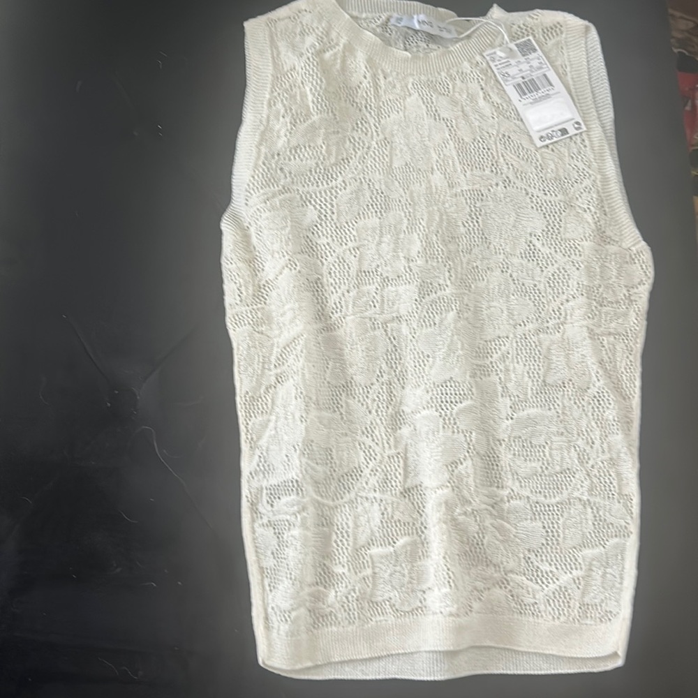 Mango Floral Openwork Knitted Top